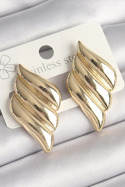 Skygo أقراط نسائية مموجة من 3 صفوف باللون الذهبي النحاسي - TJ-BKP10250