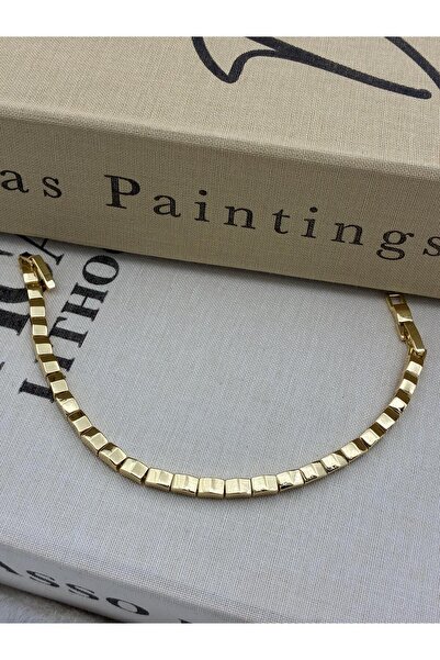Hedef Bijuteri 14K Gold Renk Basıc Geometrik Piramit Model Bombeli Bileklik C...