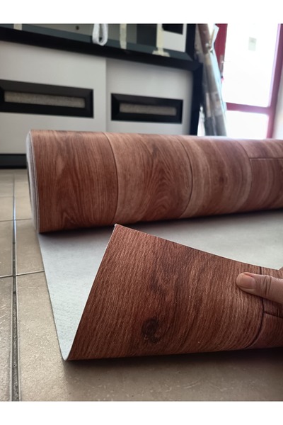 KADİRTARIM PARKE DESENLİ 50 cm x 100 cm KEÇELİ MUŞAMBA Pvc KAHVERENGİ Zemin D...
