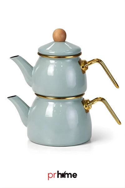 PR HOME Soft Green Mini Model Emaye Çaydanlık