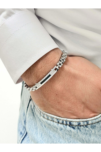 FERRO سوار رجالي من الفولاذ الفضي FRJ10104A-A مع ضمان لمدة عامين مع علبة هدايا