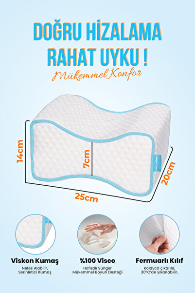 Viscofoam Luna Diz Arası Ortopedik Yastık Bacak Arası Visco Yastık - 25x20x14-7,5cm