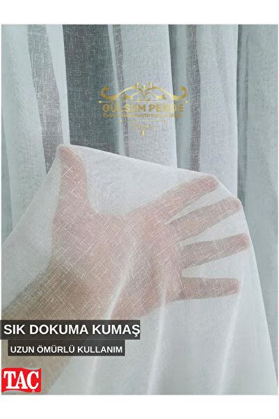 Taç Keten Tül Yeni Sezon Ekru Renk Ütü İstemez Ağır Gramajlı Sık Pile Keten