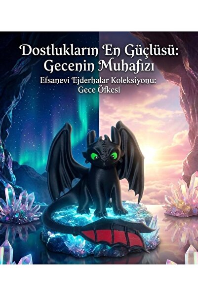 joybaskı Ejderhanı Nasıl Eğitirsin Gecenin Öfkesi Dişsiz Ejderha Figürü 3D Ba...