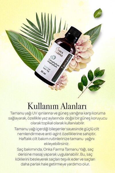 OnkaFarma Onka Farma Tamanu Yağı - %100 Saf Doğal Soğuk Sıkım - 30 ml