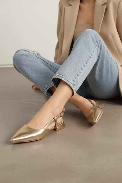 DURUNUN BUTİĞİ Lina Gold Crease (tocuri de 3 cm) Pantofi cu toc ascuțit