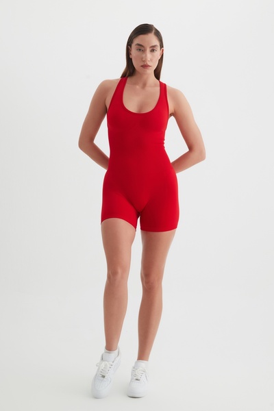 cervus Nova Seamless Spor Şortlu Tulum Sırt Dekolteli