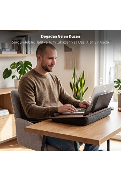 Vigo Wood Minderli Laptop Sehpası Ceviz-LS019