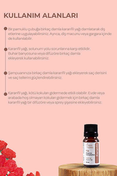 OnkaFarma Onka Farma Karanfil Yağı - %100 Saf Karanfil Uçucu Yağı - 10 Ml