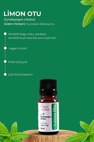 OnkaFarma Onka Farma %100 Saf Limon Otu Uçucu Yağı - 10 ml (LİMONOTU YAĞI)