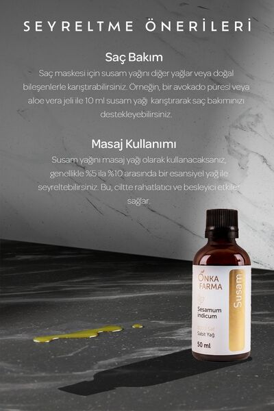 OnkaFarma Onka Farma %100 Saf Susam Yağı - Soğuk Sıkım - 50 ml