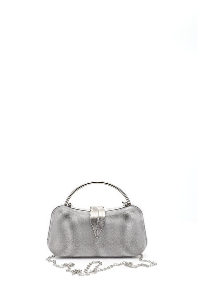 GÖNDERİ(R) Γυναικεία βραδινή τσάντα φορέματος με μακριά αλυσίδα από πλατίνα κ...