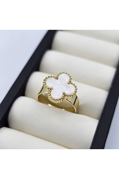 Haziran Accessory, Clover, Adjustable Steel Gold Ring