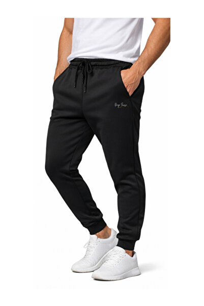 DEEPSENCE Ανδρικό μαύρο αθλητικό παντελόνι από ύφασμα Scuba – Slim Fit Diver ...