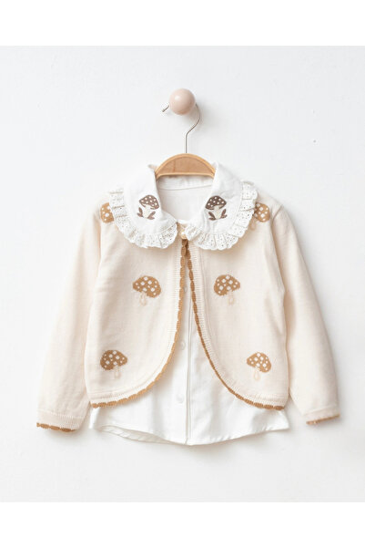 My Lusa baby wear Πλεκτή ζακέτα για κορίτσια με σχέδιο μανιταριών