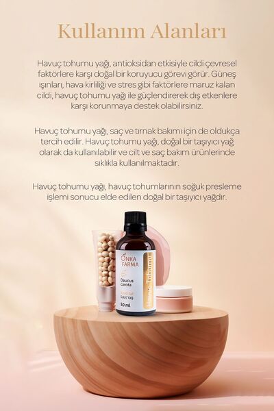 OnkaFarma Onka Farma %100 Saf Havuç Tohumu Yağı - 50 ml