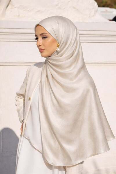 Olcay Satin Textured Janjanlı Evening Dress Shawl Taş 102