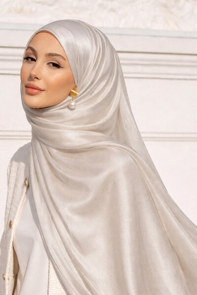 Olcay Satin Textured Janjanlı Evening Dress Shawl Taş 102