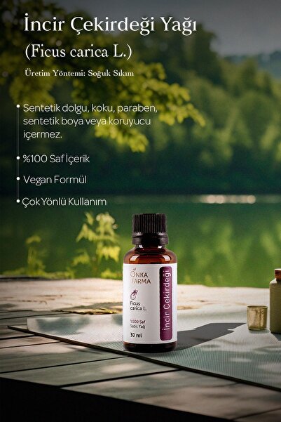 OnkaFarma Onka Farma Incir Çekirdeği Yağı - %100 Saf Incir Çekirdeği Yağı - Soğuk Sıkım - 30 ml