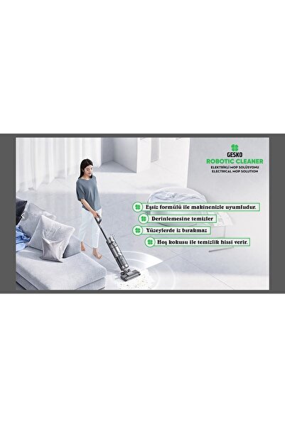 GESKO Elektrikli Mop Islak Kuru(DİKEY SÜPÜRGE) Solüsyonu Lavanta Kokulu