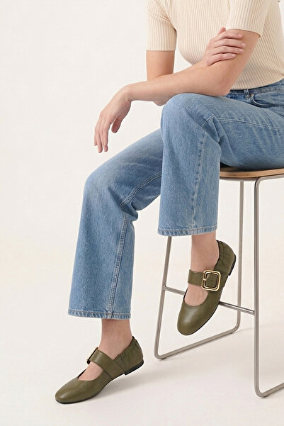 Ziya , Femei piele naturală balerini 1611022Z2759 Kaki