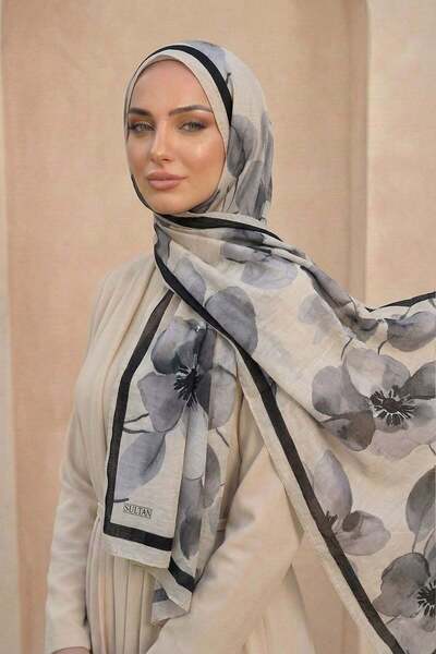 Sultan Eşarp Sultan Desenli Bambu Kraş Şal - Yasemin Modeli - DK04-03