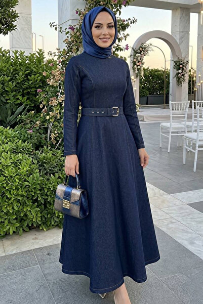 N.S NEVA STYLE Φόρεμα τζιν με χιαστί παντελόνι σε μπλε ναυτικό χρώμα, Ζώνη με...