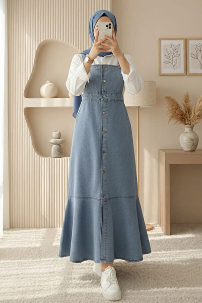 N.S NEVA STYLE Τζιν Μπλε Φόρεμα Τεσεττούρ Τζιλέ 30730M