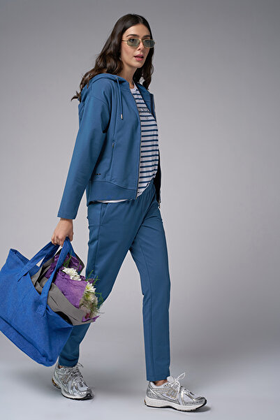 bilcee Women's Dark Blue Hooded 3-Piece Tracksuit Set 4006