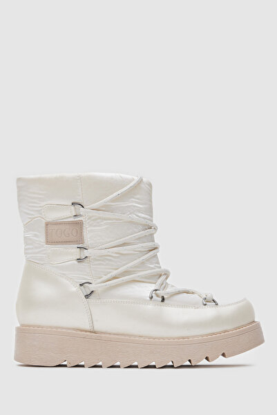 TOGO Beyaz Paraşüt Kumaş Suya Dayanıklı İçi Kürklü Kadın Kar Botu [051815]