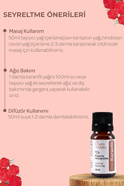 OnkaFarma Onka Farma Karanfil Yağı - %100 Saf Karanfil Uçucu Yağı - 10 Ml