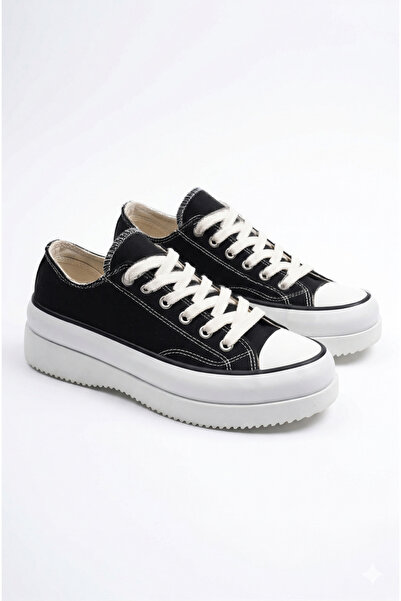 Zerenyus Günlük Convers Tarzı Siyah Keten Sneaker - Cnvrs
