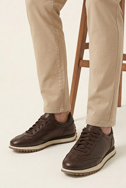 Ziya , Men's Genuine Leather Sneakers 1611026Z229 Brown