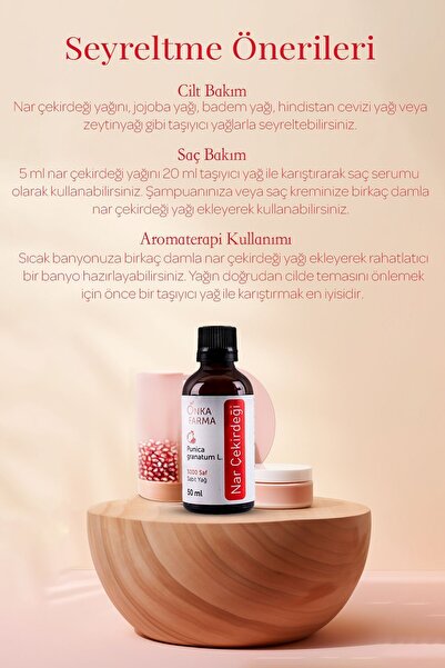 OnkaFarma Onka Farma Nar Çekirdeği Yağı - %100 Saf Nar Çekirdeği Yağı - Soğuk Sıkım - 50 ml