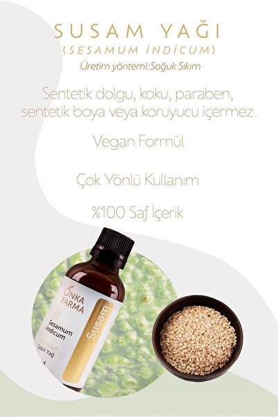 OnkaFarma Onka Farma %100 Saf Susam Yağı - Soğuk Sıkım - 50 ml