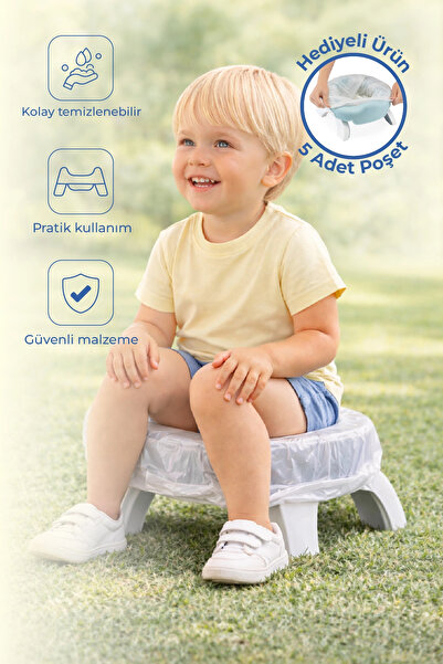 Babyjem Portatif Katlanabilir Seyahat Lazımlığı Soft Mavi + 5 Hediye Poşet