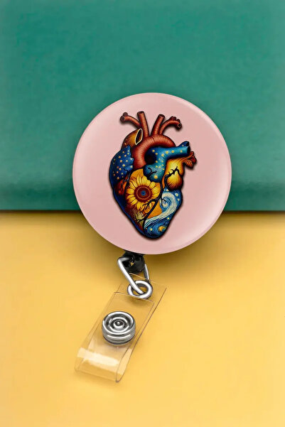 Apptakı Van Gogh Sanatsal Kalp Metal Buton Yoyo Yaka Kartığı Kart Tutucu Yoyo...