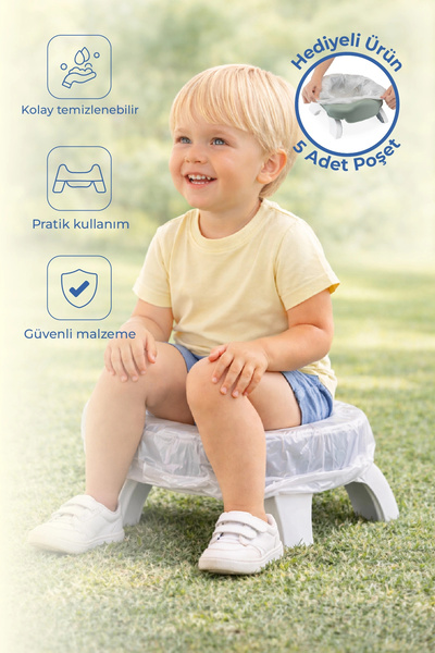 Babyjem Portatif Katlanabilir Seyahat Lazımlığı Soft Yeşil + 5 Hediye Poşet
