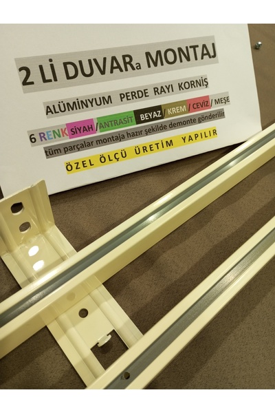 özdeğer home 300 cm duvara montaj ikili perde rayı alüminyum korniş