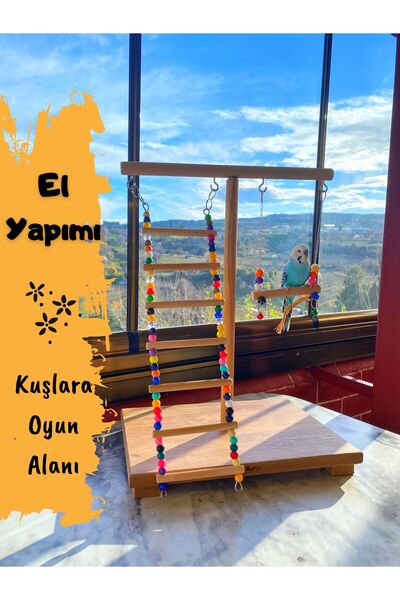 Ciko Kafes Kuşlara Eğlenceli Salıncaklı Merdivenli Oyun Alanı