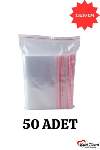Kalbi Ticaret Kilitli Torba 13x16 Cm 50'li Kilitli Buzdolabı Poşeti Şeffaf Na...