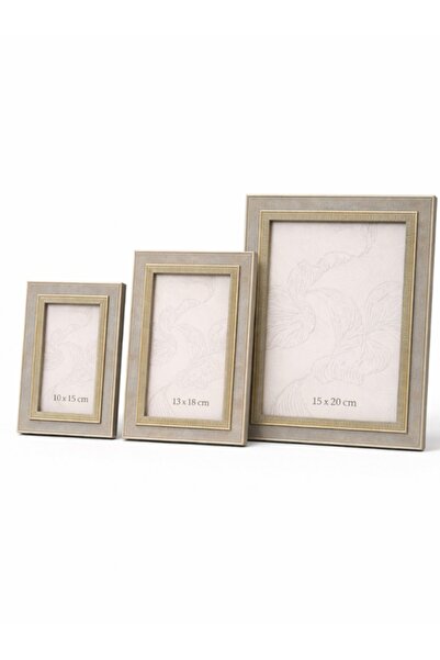 OEM Set 3 rame foto cu bordura aurie 10x15 13x18 15x20 cm - Gri