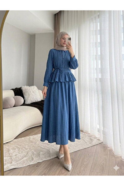 Miraydın Butik Γυναικείο Σετ Πουκάμισο με Βολάν και Φούστα M2512 - Ναυτικό Μπλε