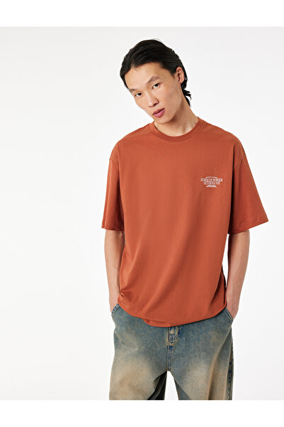 Koton Short Sleeve Crew Neck Cotton Oversize Back Printed T-Shirt