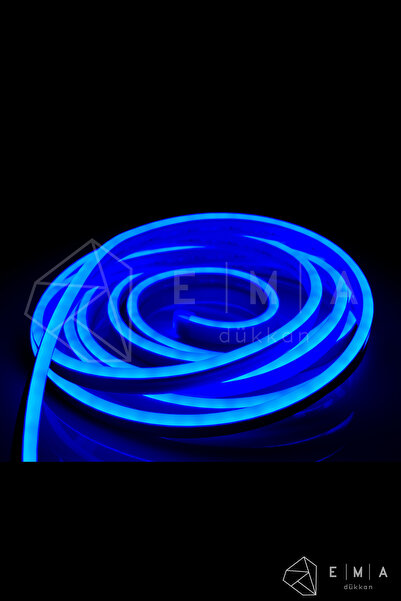 Ema Dükkan 5 Metre 12V Neon Led Şerit Işık Mavi Neon Led Prize Tak Çalıştır A...