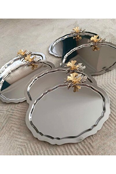 Elzemm store 20*25 Cm Paslanmaz Çelik Oval Model 6 Adet Kelebekli Servis Ve S...