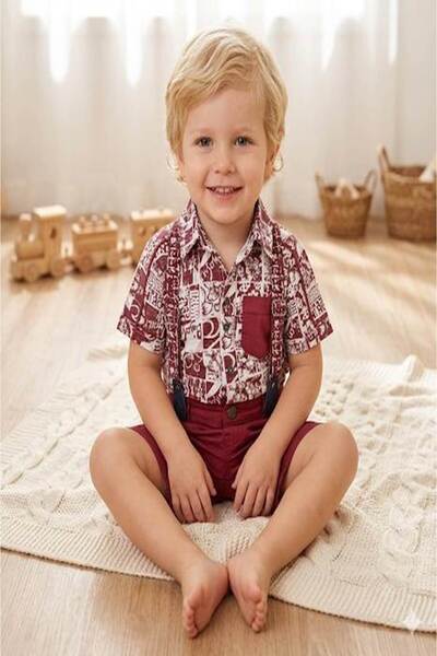 falcomini Diamondstar Boy's Printed Short Sleeve Shirt Shorts Set of 2