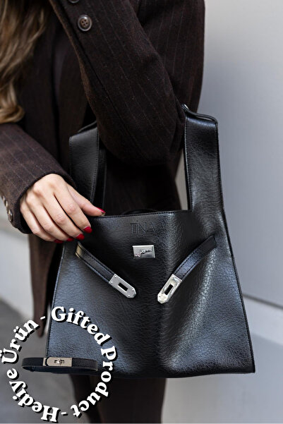 Tina İstanbul Τσάντα Shopper Τσάντα ώμου με αξεσουάρ ζώνης Μαύρη