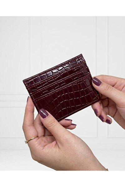 bijoux uniques bordo parlak A kalite deri kadın kartlık cüzdan