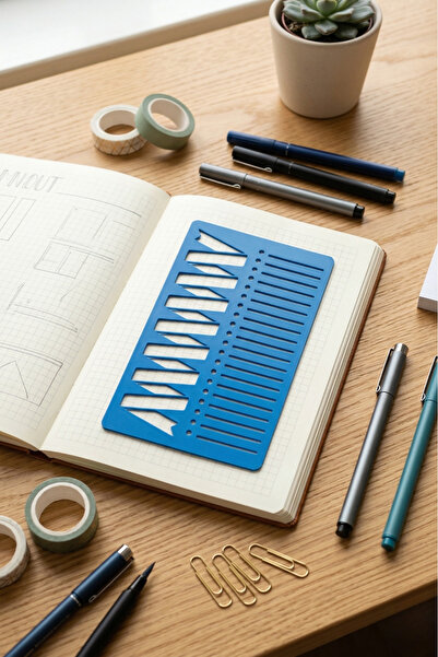 Karmelom Studio Διακοσμητική κορδέλα και χάρακας με στένσιλ σχεδίασης - για η...